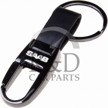 Saab, All, Key, Chain, Metal, And, Leather, With, "saab", Logo
