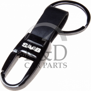 Saab, All, Key, Chain, Metal, And, Leather, With, "saab", Logo