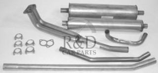 VO30401, Volvo, PV, Exhaust, System, Complete, Double, Tailpipe, Duett, P210, 1967-1968