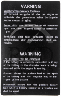 4074522, 9631300, Saab, 900, Warning, Label, Battery